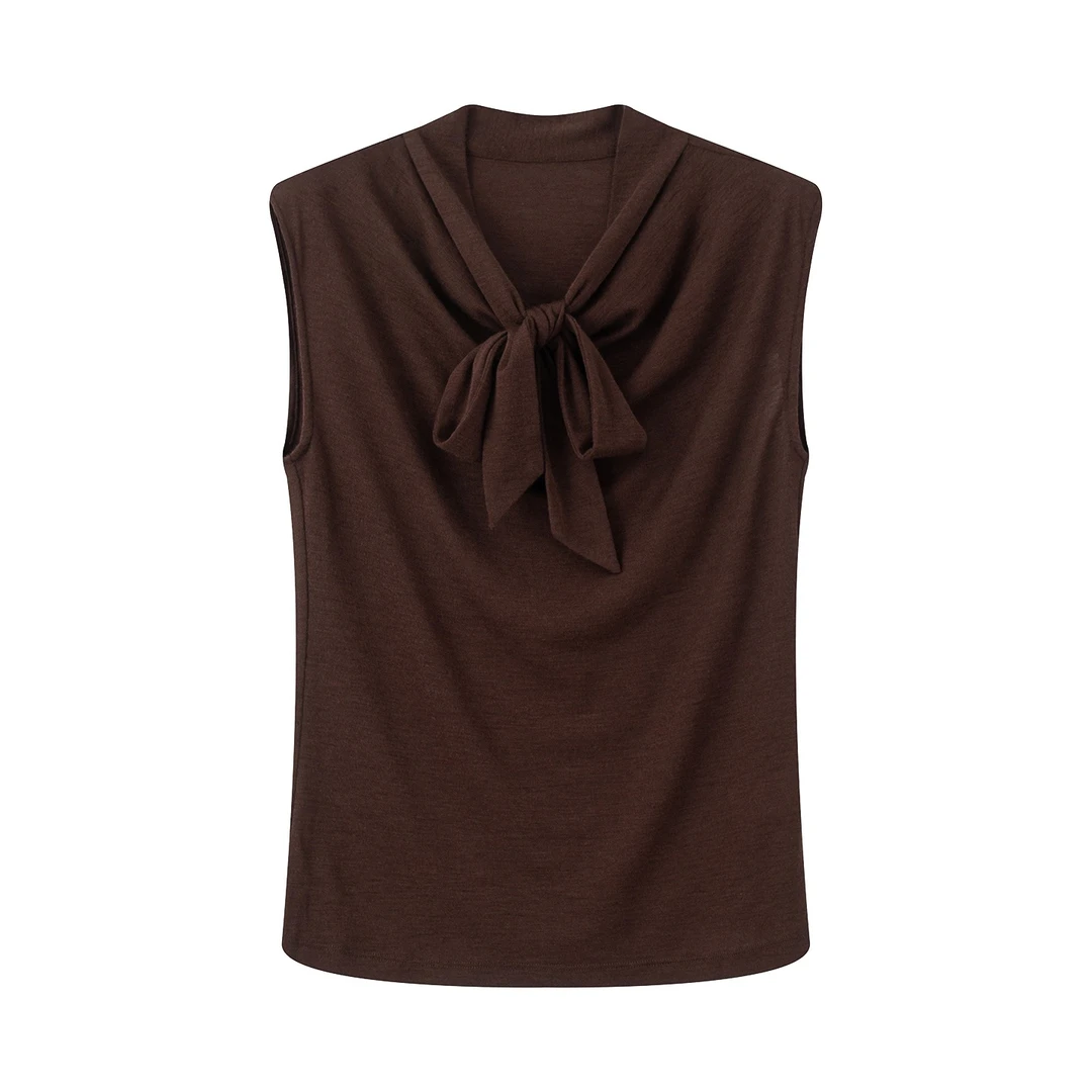 艾家商场同款女装2025秋季新款时尚休闲气质无袖修身针织衫3022