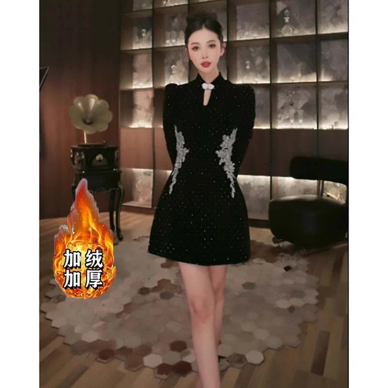 【娅姐】【常规/加绒】新中式气质秋冬高级感收腰端庄连衣裙JT0137