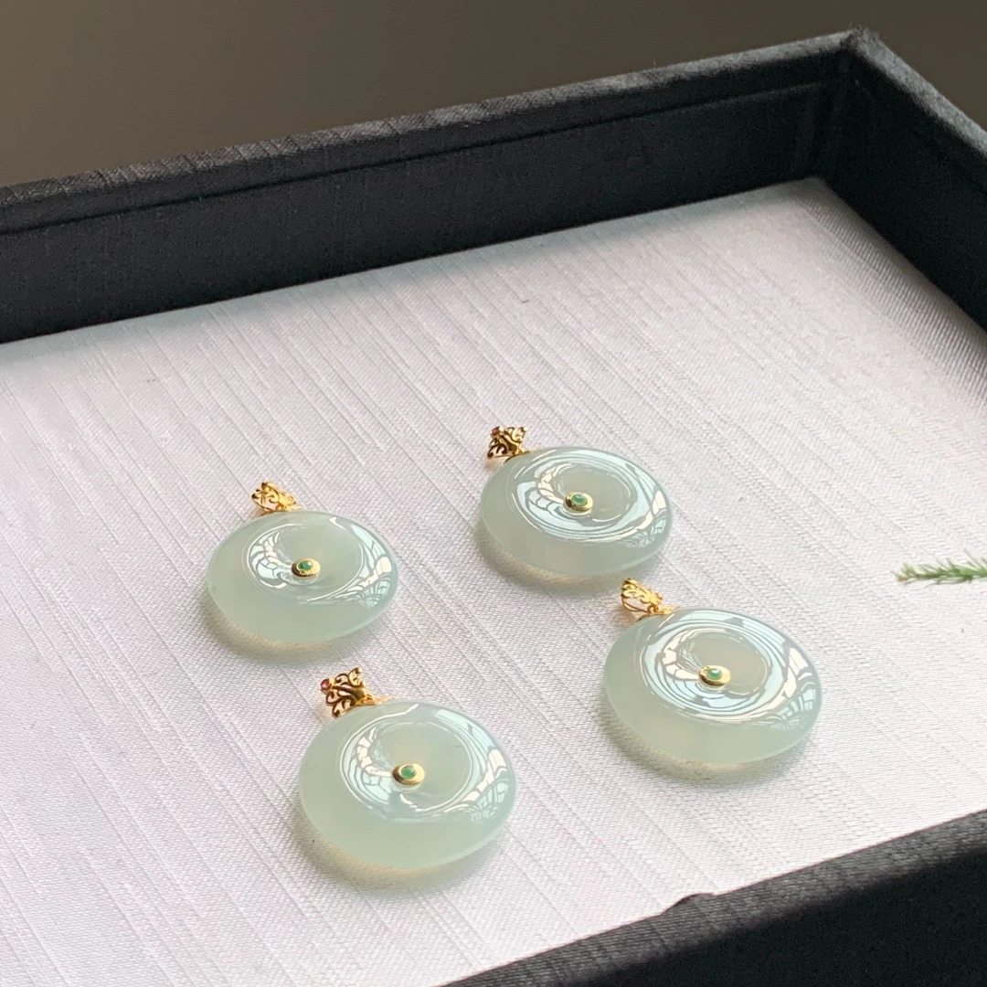 【老朱翡翠】天然缅甸A货翡翠大平安扣多样性发1件气质镶嵌精美