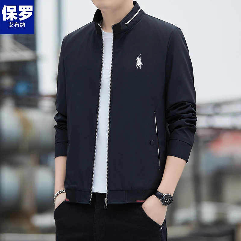 保罗艾布纳男士男装春秋季休闲夹克外套薄款立领防风宽松外衣
