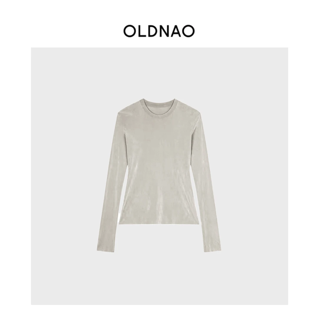 【OLDNAO】品牌订单线丝绒修身毛边高弹长袖T恤-XY-41z177