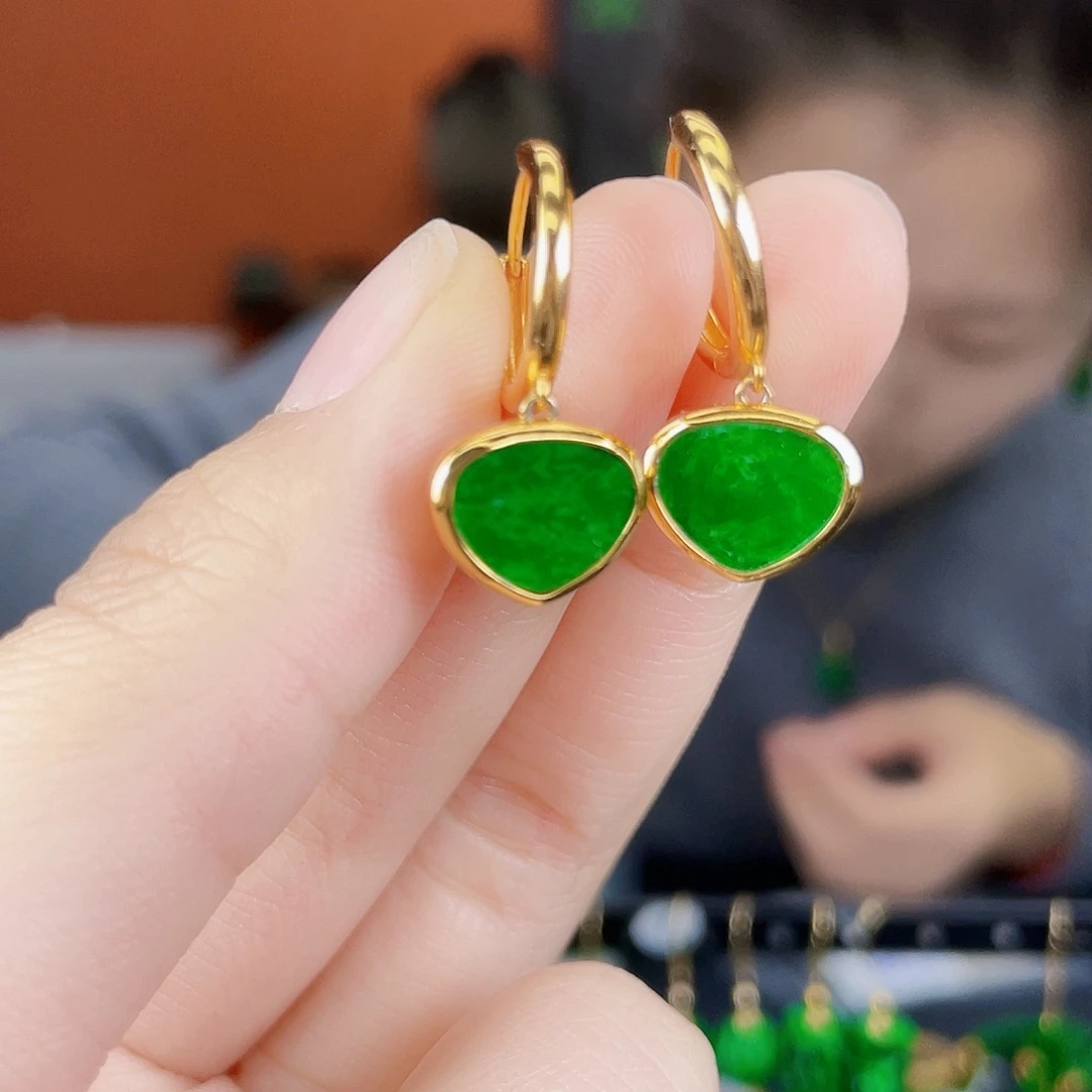翡翠银S925镶嵌耳饰
