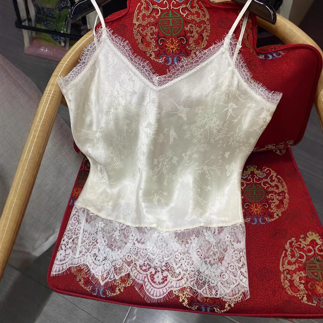 重工蕾丝拼接吊带背心内搭打底女2025早春新款外穿时髦洋气上衣潮