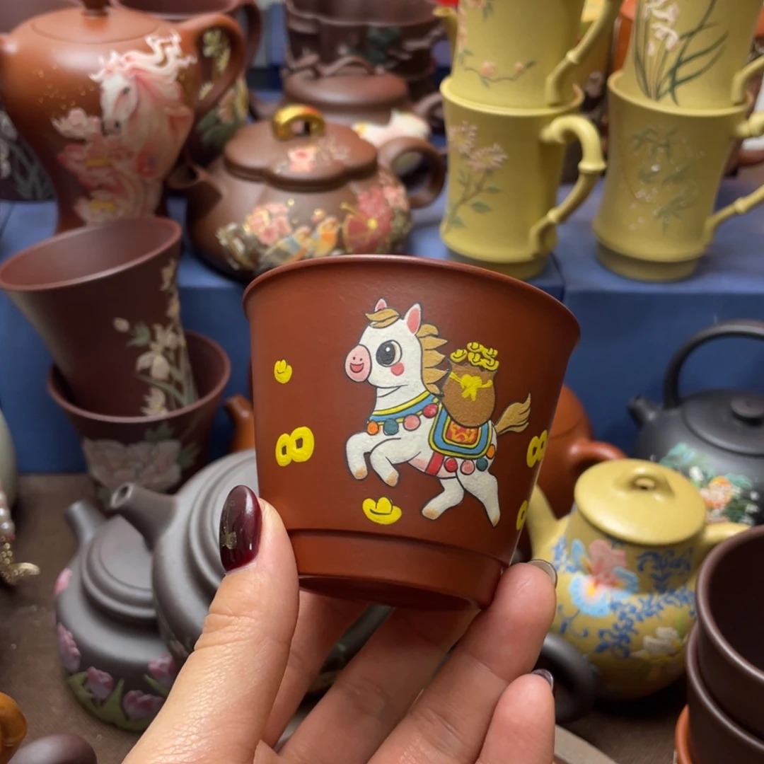 红泥茶杯紫砂主人杯130cc