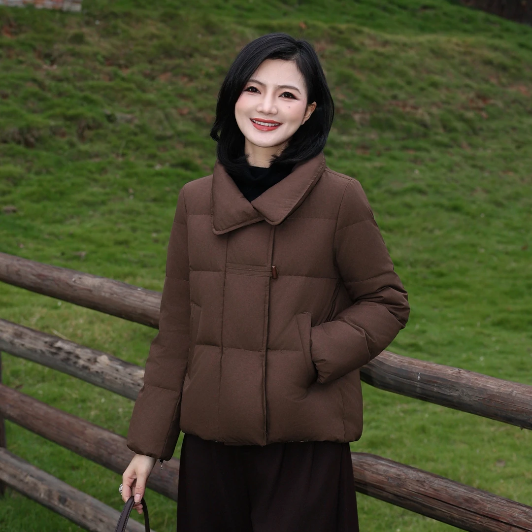 枫竺阿楠anan气质翻领90白鸭绒羽绒服女冬季休闲百搭简约保暖外套