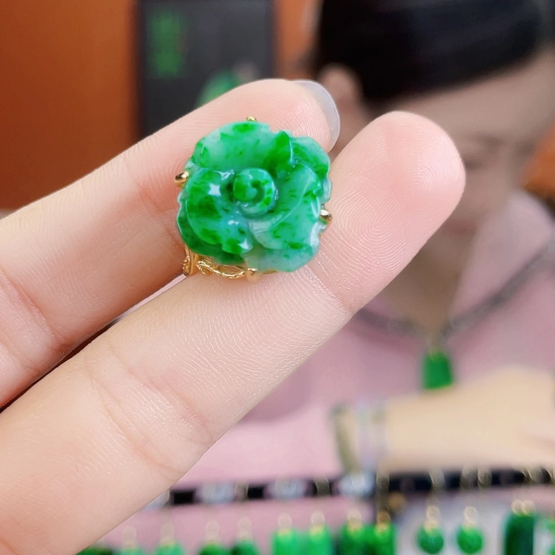 翡翠银S925镶嵌耳饰