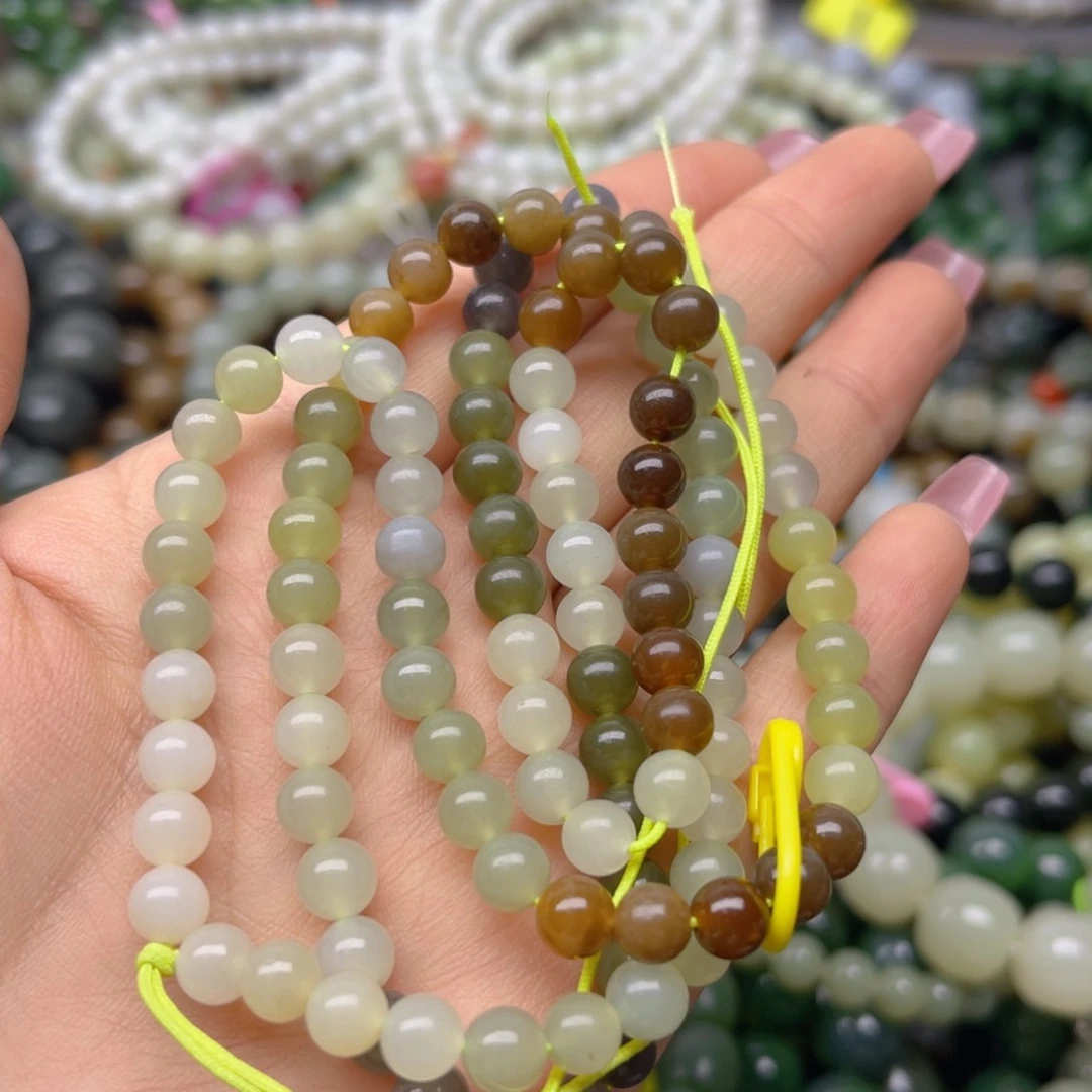 手串足银镶嵌和田玉