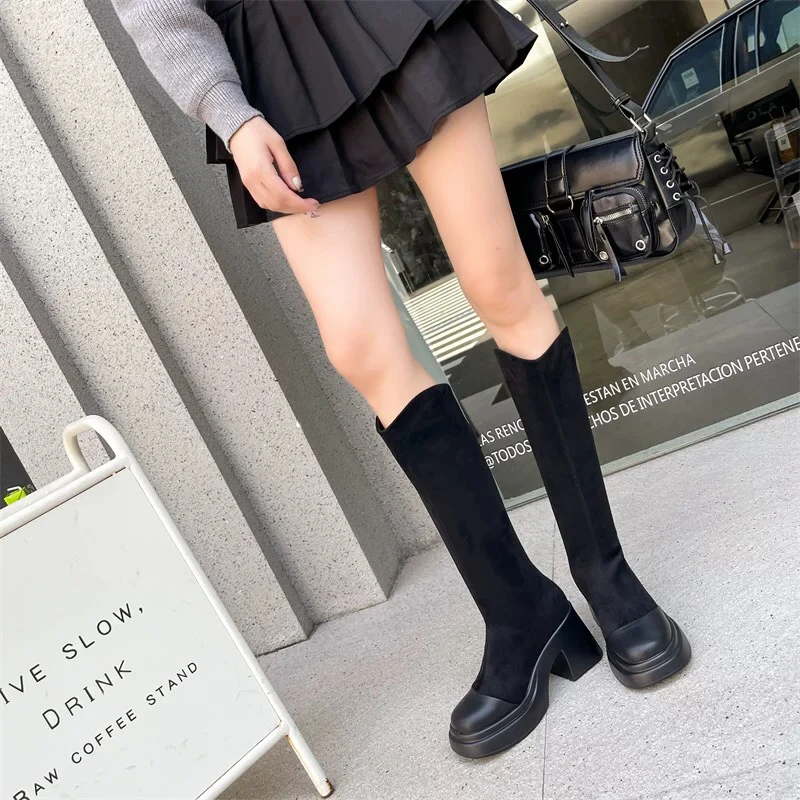 8022新款厚底高跟长桶靴