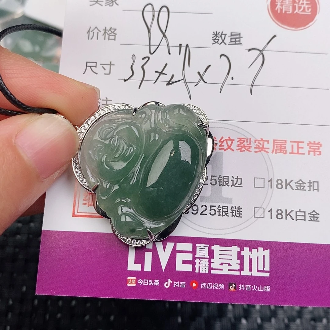 颈饰银S925镶嵌翡翠若**雪