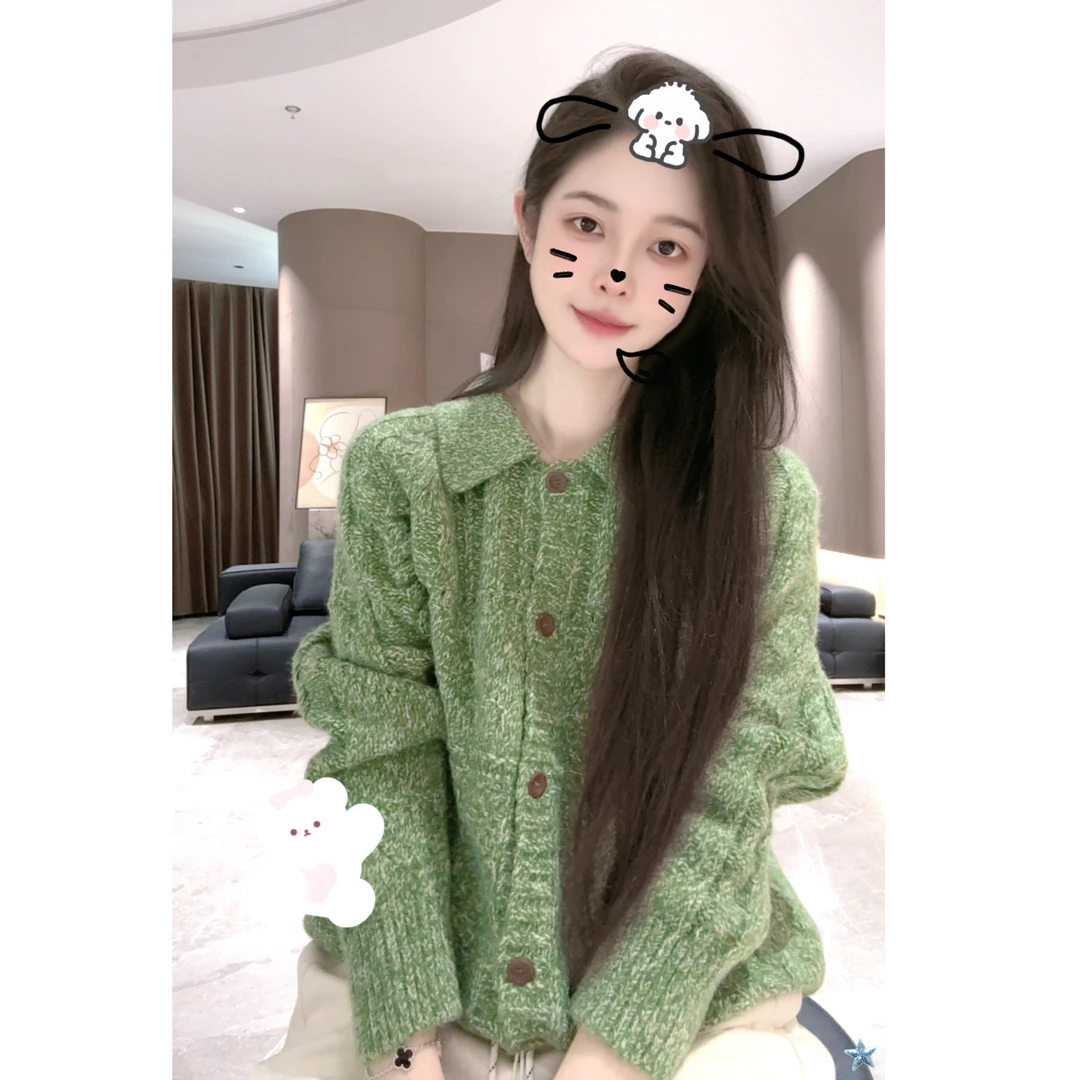 SUMU/宿慕复古麻花翻领针织衫9-17秋季2025时尚减龄开衫毛衣28357