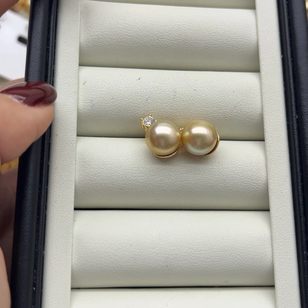 银S925镶嵌海水珍珠耳饰