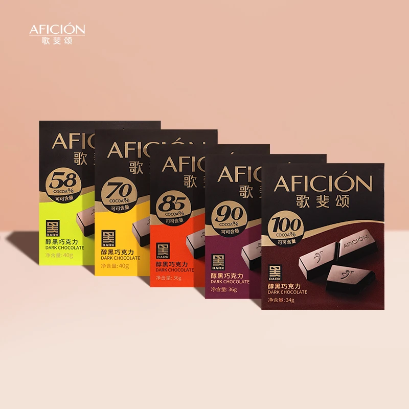 歌斐颂多浓度醇黑巧克力纯可可脂饱腹感解馋运动健身代餐零食5盒