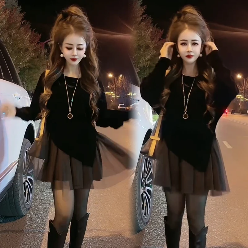 2025秋冬新款时尚显瘦气质网红高档洋气女高级百搭宽松大码连衣裙