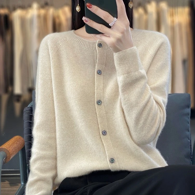 #100%纯羊毛#旗舰店品质 桂花针开衫 半高领针织两款清