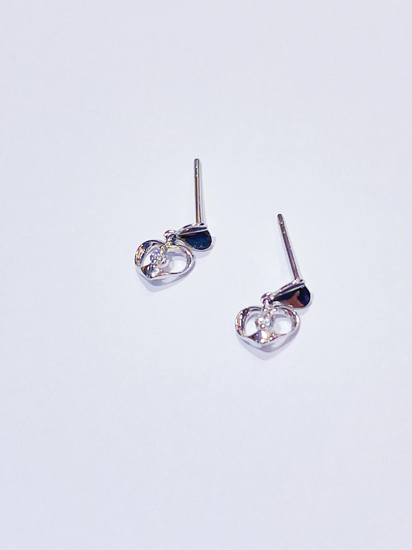 尚晶品珠宝18K金镶嵌天然钻石爱心耳钉吊K白色时尚耳饰彩金AU750