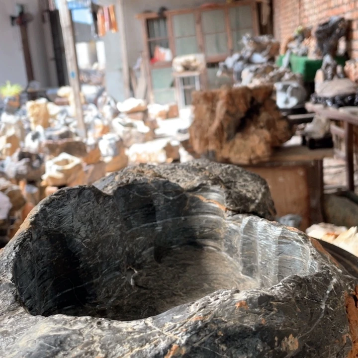 二***怪灵璧奇石花盆天然