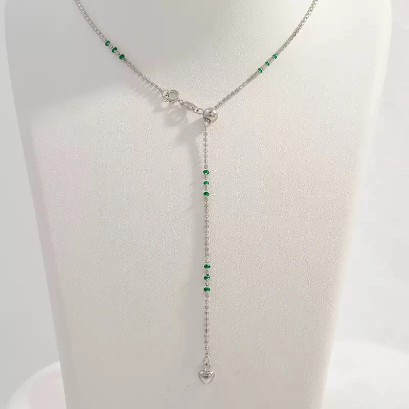 坠链均925银 银单链车花满天星裸链项链轻奢百搭素链抽拉锁骨链