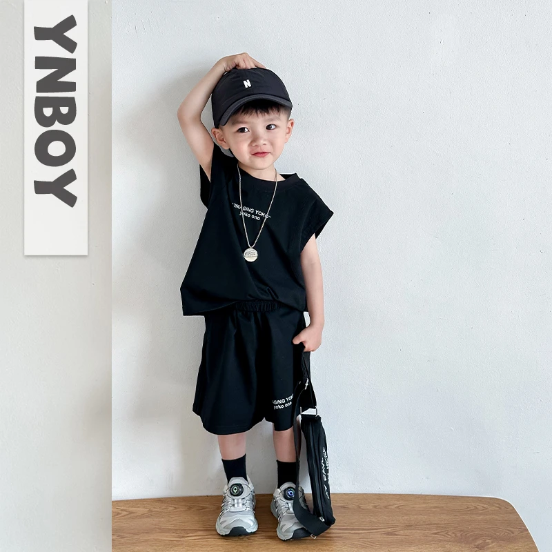 男童2025夏季新款无袖套装炸街轻薄男宝宝网红潮酷背心短裤两件套