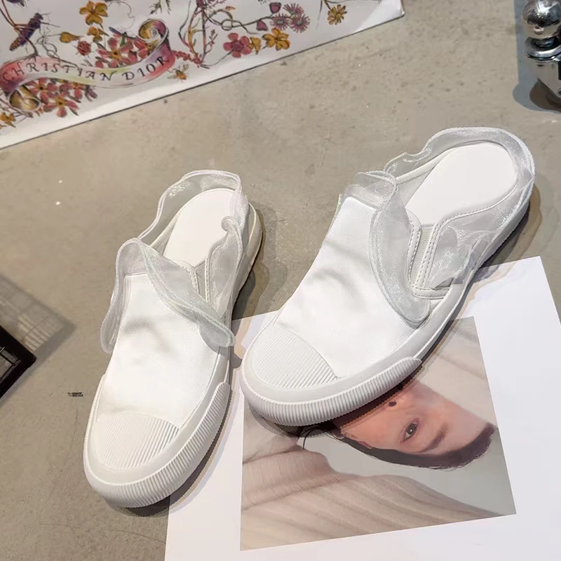 欧洲站女鞋2025夏季新款欧货网纱厚底透气包头时尚拖鞋女外穿半拖