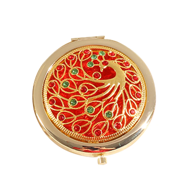 婚庆化妆镜复古镂空双面镜折叠金属镜便携小镜子创意化妆镜子