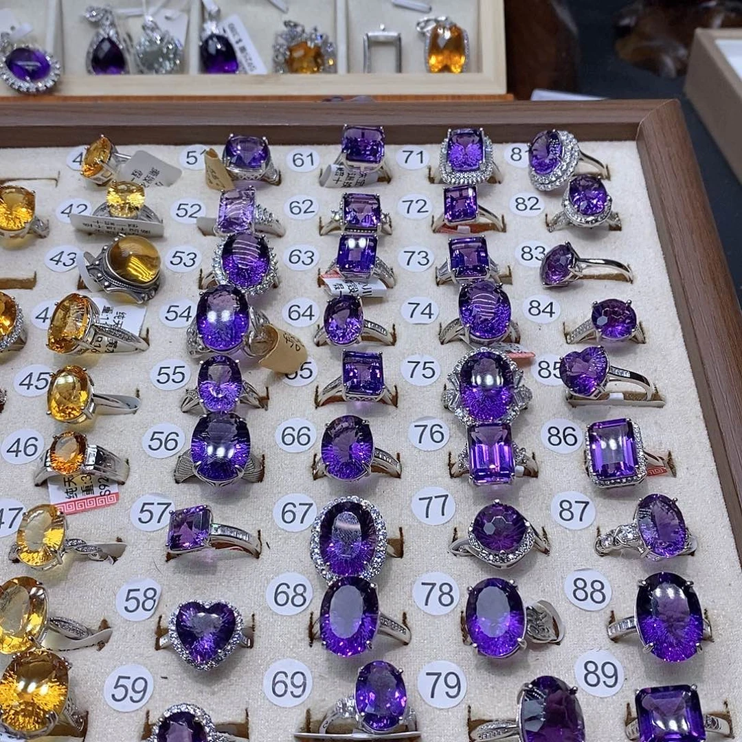 银S925镶嵌戒指水晶