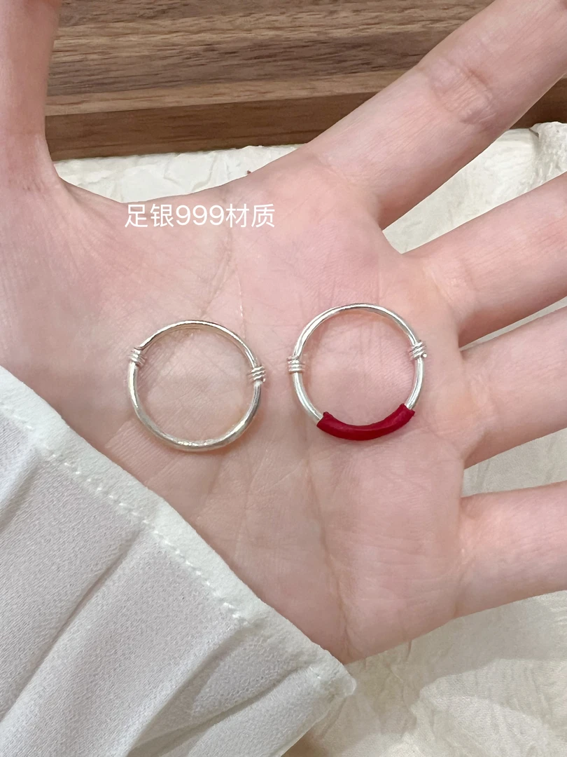 足银戒指 足银戒指推拉戒指（足银戒指较软，用力调节易变形）