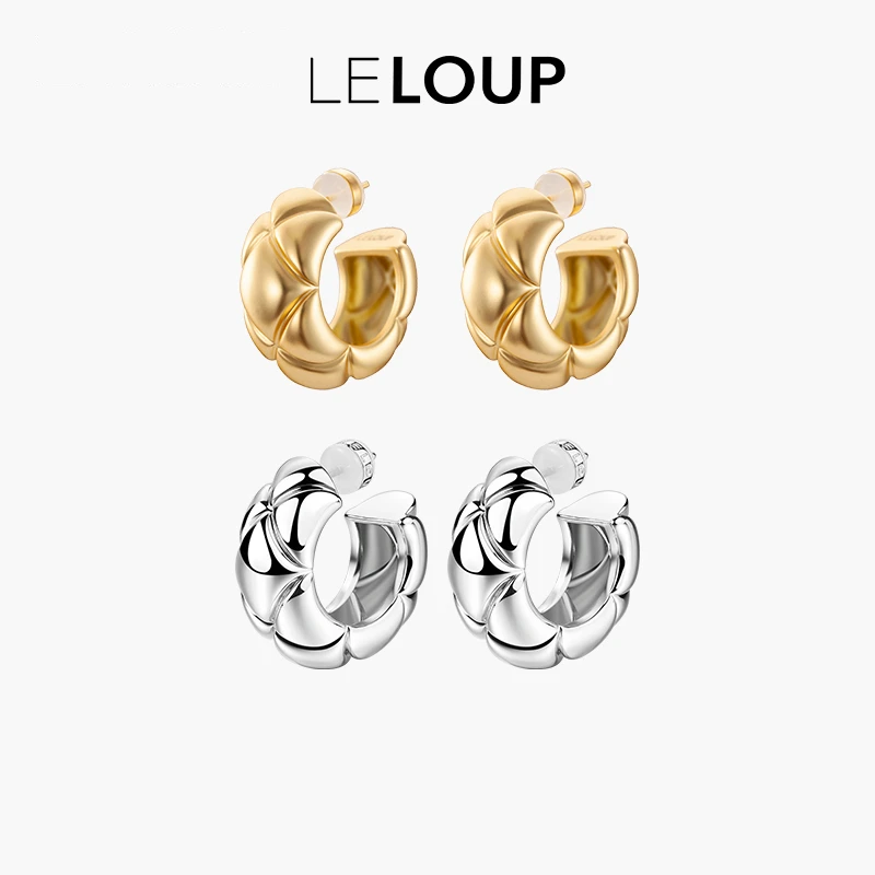 LELOUP 铜合金耳饰 雅典娜耳环十字纹耳圈优雅气质简约时尚轻奢