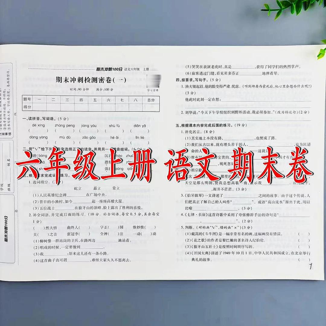 期末卷六年级上册语文期末冲刺100分精选期末试题期末总复习试卷