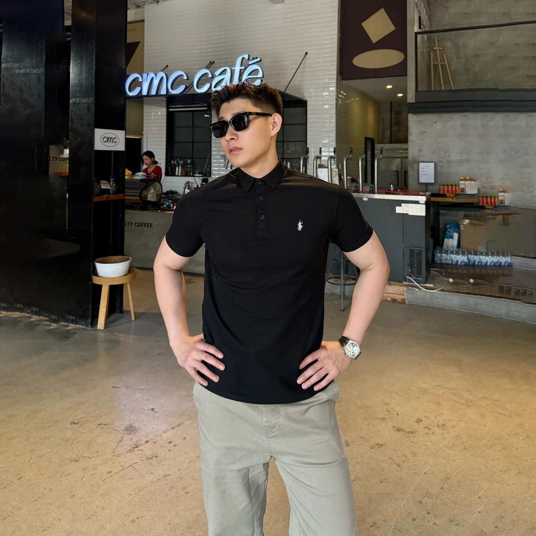 美式珠地棉polo衫短袖夏季薄款宽松翻领T恤痞帅小马商务休闲半袖