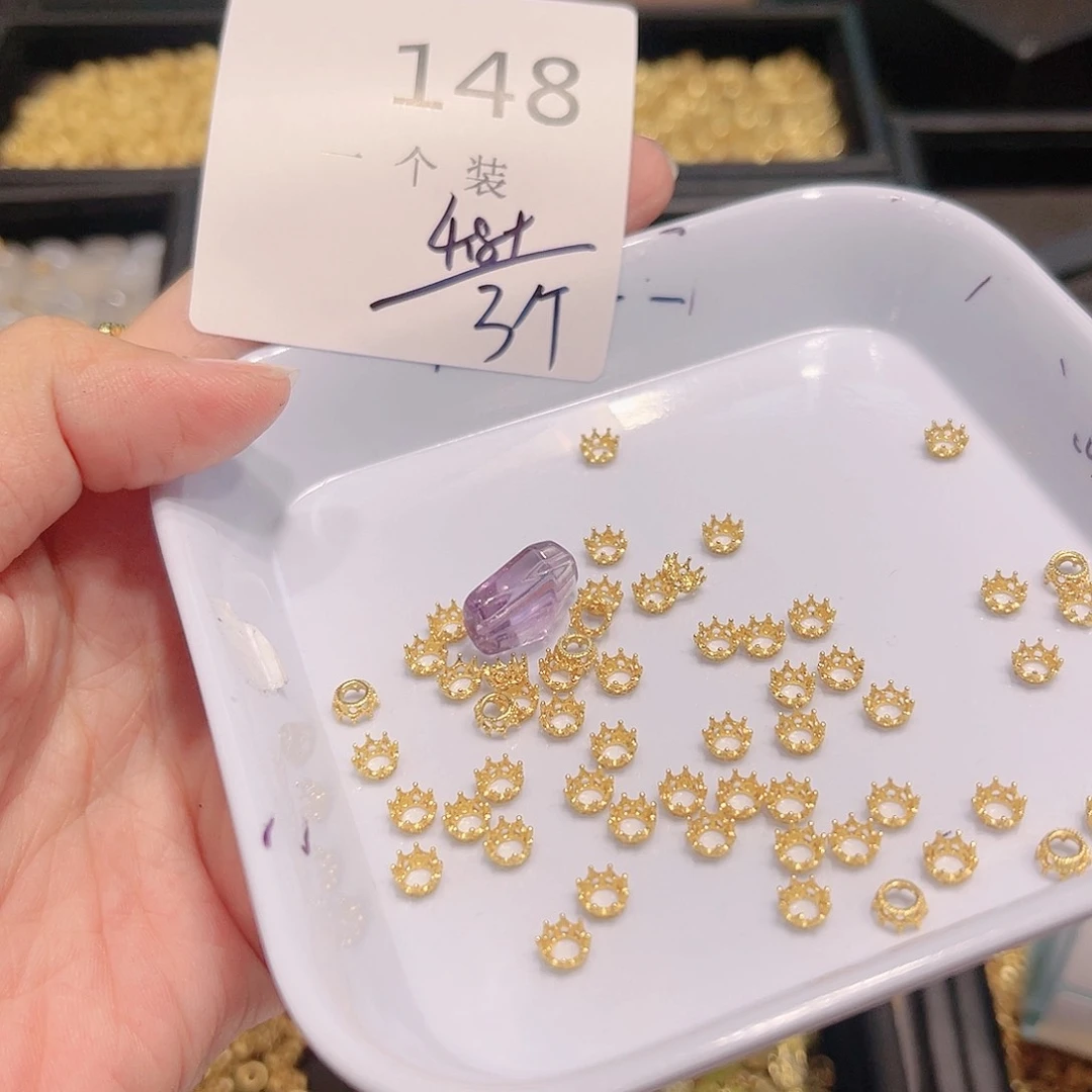 水晶珠宝半成品银S925镀金镶嵌148