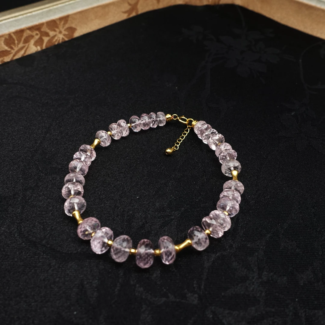 JUSTARRY【柔纱】18k金天然宝石级摩根石切角手链（定位扣非18k金）