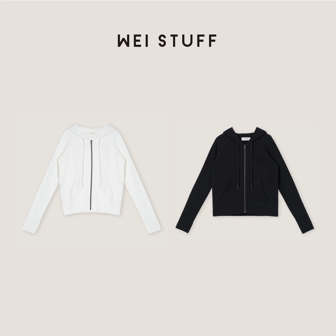 WEI STUFF  100棉时尚气质百搭休闲拉链连帽外套 8543 .