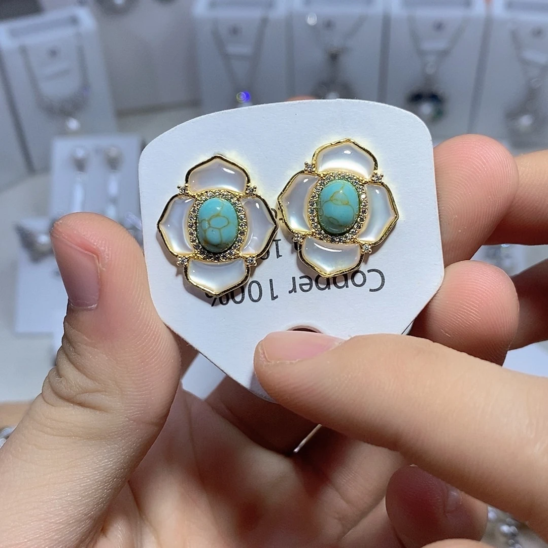 淡水珍珠耳饰银S925镶嵌