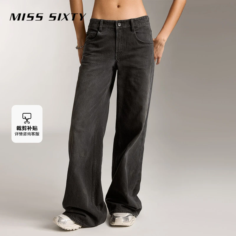 Miss Sixty新款牛仔裤低腰直筒长裤废土风街头休闲潮酷