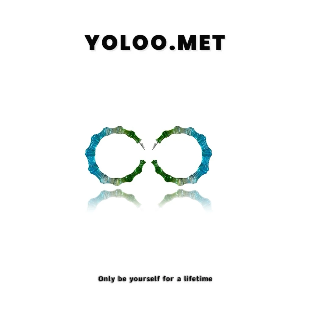 非金属树脂耳饰 【Yoloo.Met】欧美小众设计竹节大圈圈多色百搭耳环