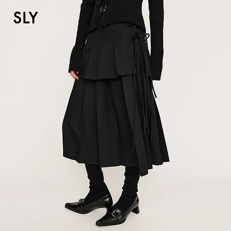SLY2024冬季新品韩系设计感两件套不规则百褶半身裙030HAZ31-4481