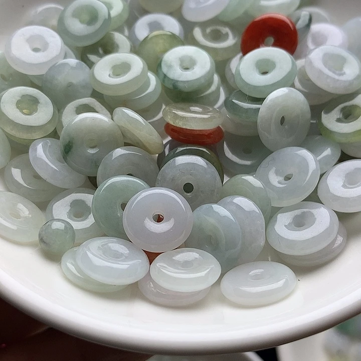 翡翠散珠小平安扣10个颜色随机