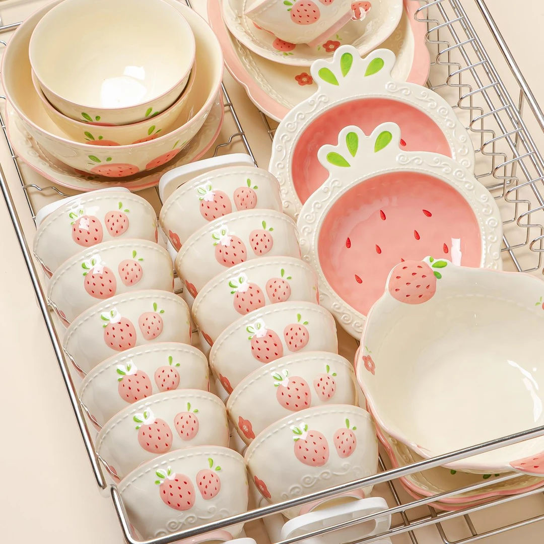 Yomerto陶瓷餐具套装釉下彩碗盘套装家用高颜值结婚新婚礼品碗盘