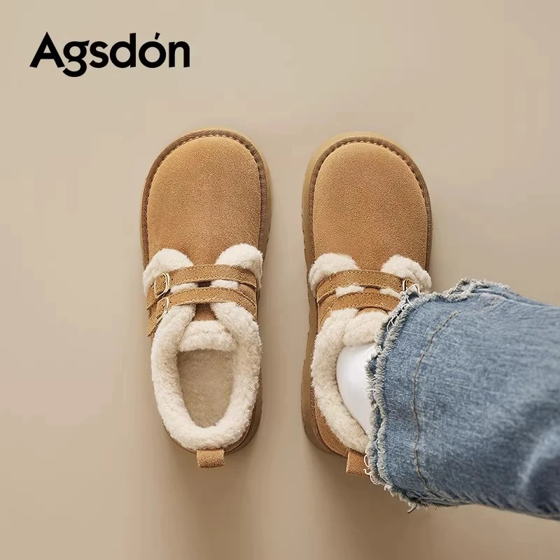 奥古狮登加绒勃肯鞋女2025新款冬季爆款厚底防滑加厚保暖雪地靴H