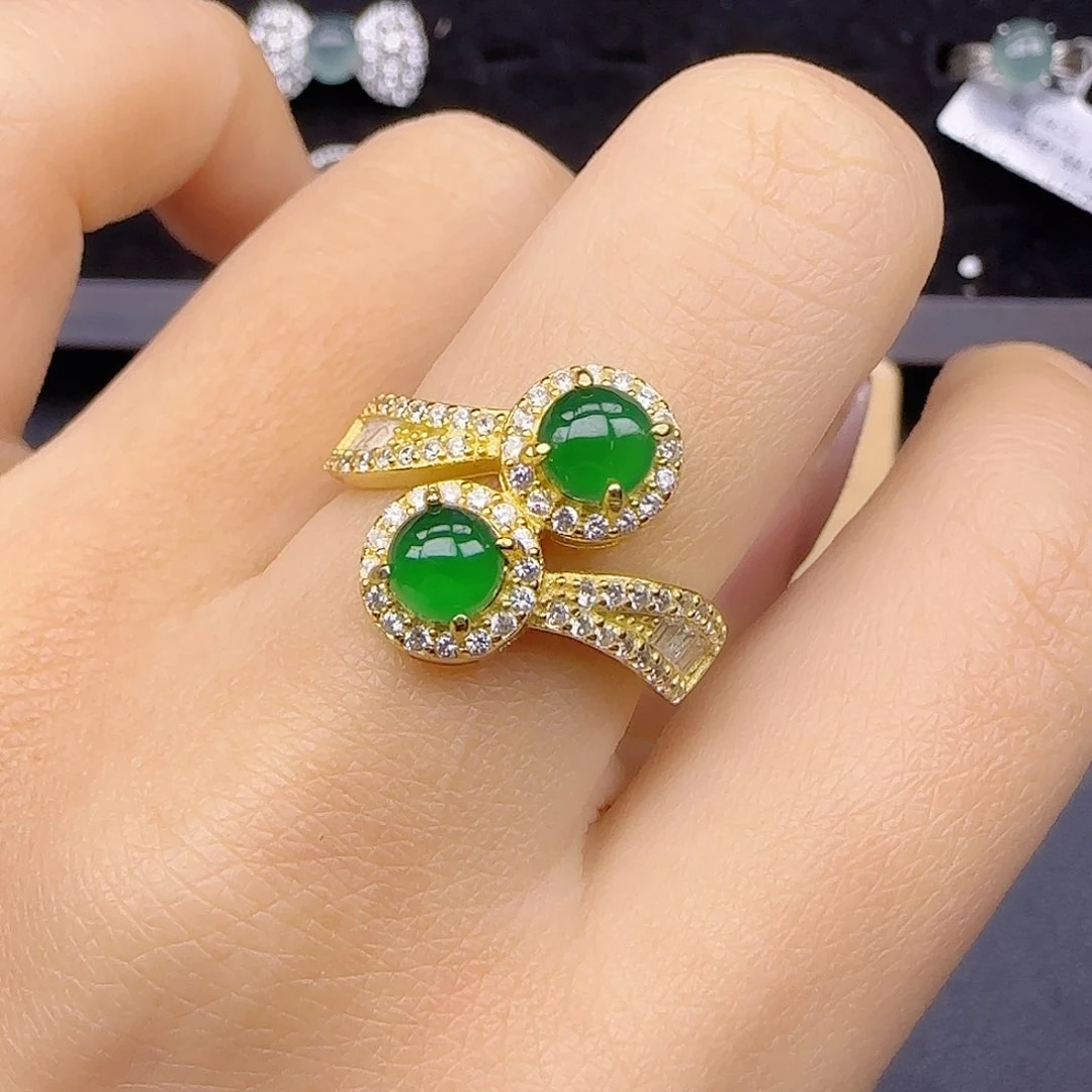 银S925镶嵌戒指翡翠