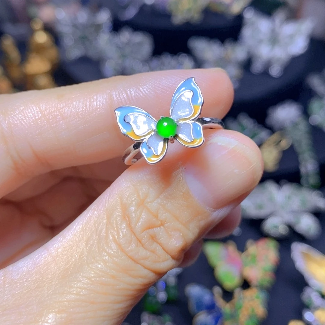 翡翠银S925镶嵌颈饰天然翡翠