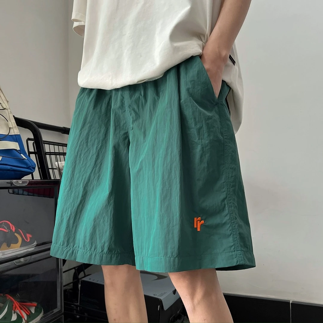 夏季冰丝运动休闲短裤男百搭潮流宽松五分裤户外海边速干沙滩裤