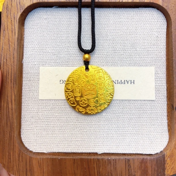 合金吊坠 醒狮百福圆牌男女同款双面实心项坠