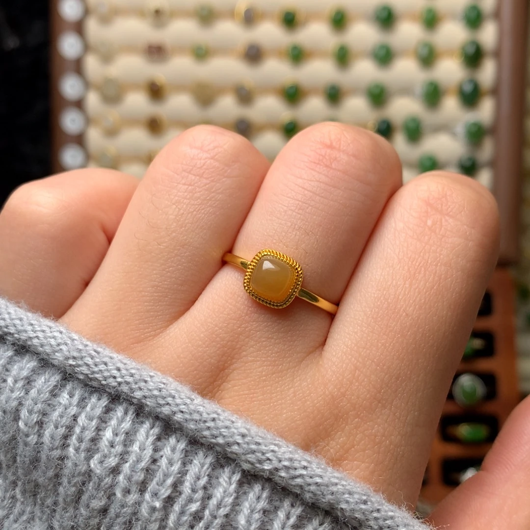 和田玉银S925镶嵌戒指