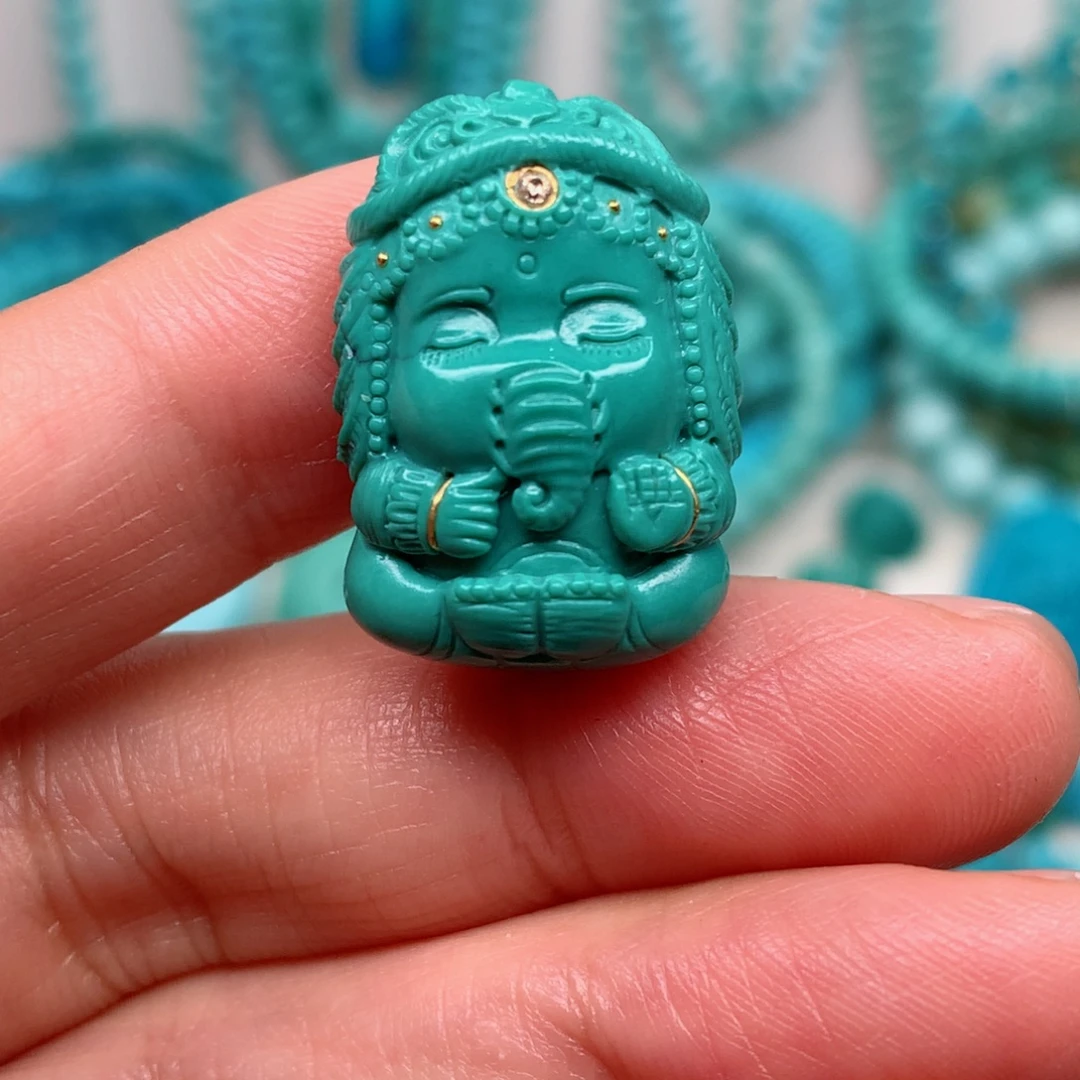 未镶嵌绿松石象神吊坠
