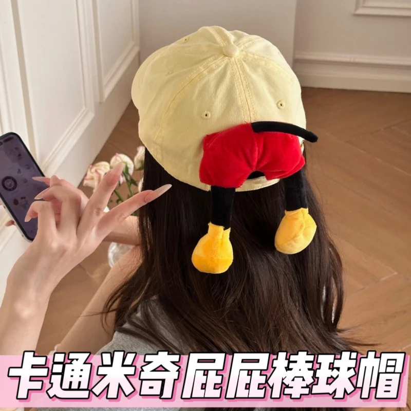 米奇屁屁棒球帽网红同款拍照夏季防晒可爱卡通少女遮阳鸭舌帽夏季