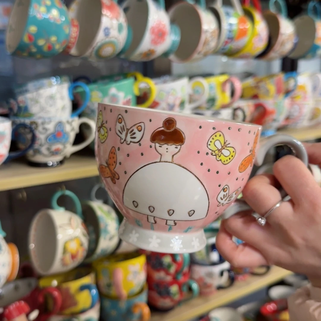 瓷片粉色文文早餐杯一只