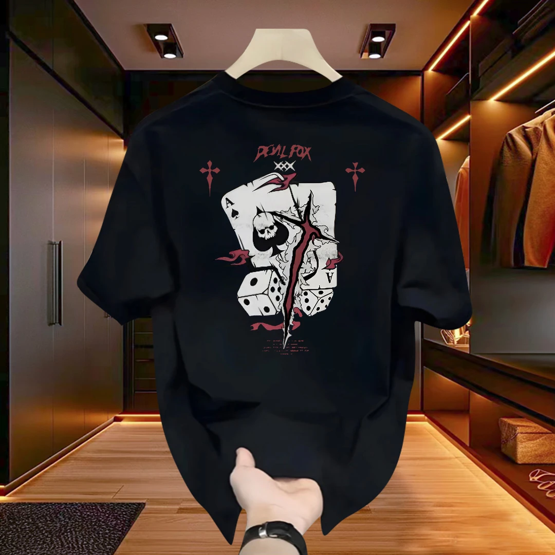 男士新款休闲装100%纯棉T恤短袖重磅时尚2025夏季新款轻奢男装潮