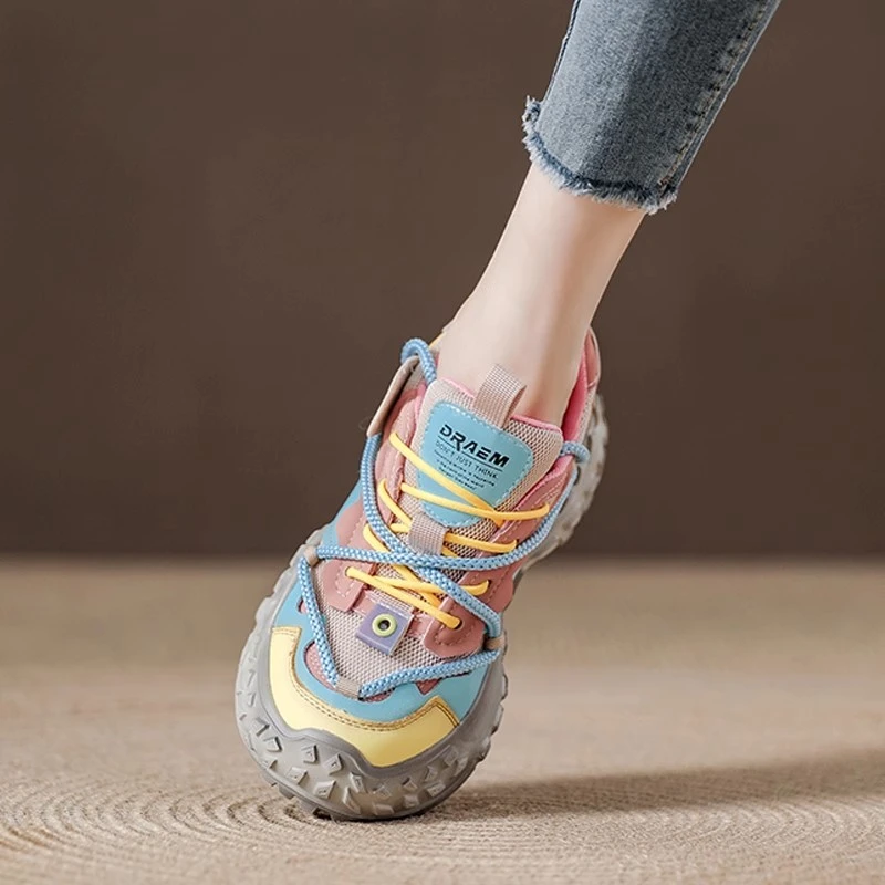 LDPO厚底洋气复古老爹鞋女轻便运动鞋2025新款女透气休闲鞋百搭