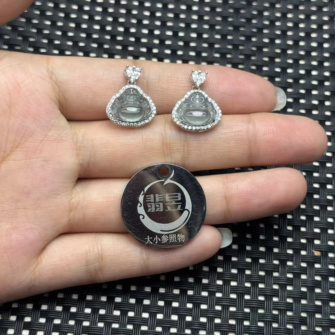 翡昱-B2-18628-天然A货翡翠佛公吊坠s925银镶-多样性发其一-C